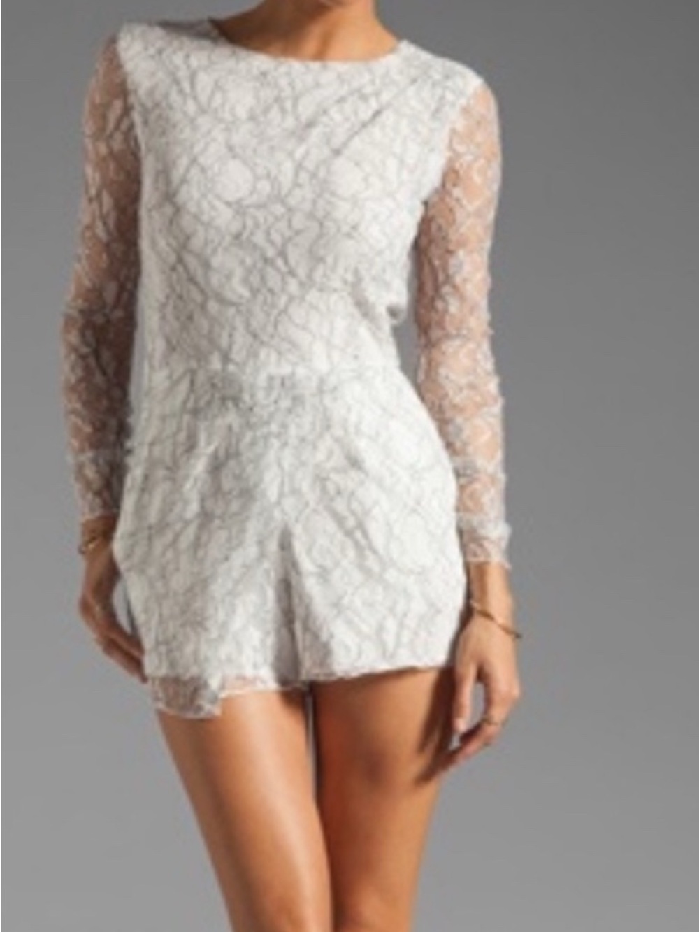 Dolce Vita White Lace Long-Sleeve Romper Dress